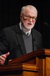 Timothy George, founding dean of the Beeson school of divinity at Samford University, speaks on "Baptists and Their Relations with Other Christians" in chapel during the Southern Baptists, Evangelicals and the Future of Denominationalism conference. - Photo by Abby Ott