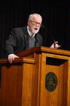 Timothy George, founding dean of the Beeson school of divinity at Samford University, speaks on "Baptists and Their Relations with Other Christians" in chapel during the Southern Baptists, Evangelicals and the Future of Denominationalism conference. - Photo by Abby Ott