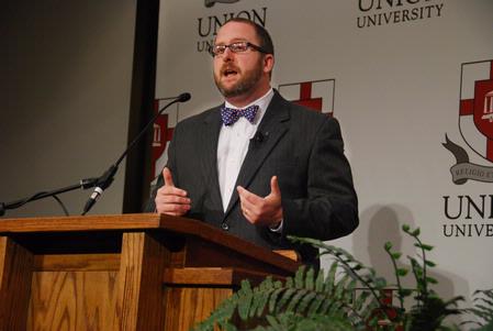 Nathan Finn, assistant professor of church history and Baptist studies at Southeastern Baptist Theological Seminary, delivers an address entitled "Southern Baptists and Evangelicals: Passing on the Faith to the Next Generation" at the Southern Baptists, Evangelicals and the Future of Denominationalism conference.