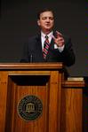 R. Albert Mohler, Jr., president of the Southern Baptist Theological Seminary, delivers an address entitled "Southern Baptists, Evangelicals, and the Future of Denominationalism" at the Southern Baptists, Evangelicals, and the Future of Denominationalism conference. - Photo by Abby Ott