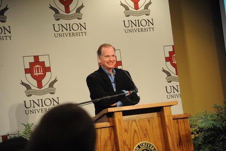 Danny Akin, president of Southeastern Baptist Theological Seminary, takes questions after his address at the Southern Baptists, Evangelicals and the Future of Denominationalism conference.