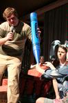 Rob Simpson, sophomore digital media studies major, plays Steve in a Blue's Clues skit during All-Sing 2009. - Photo by Kristi McMurry