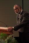 Robert Smith, associate professor of divinity at Beeson Divinity School, preaches at the Wednesday evening worship service during the Southern Baptists, Evangelicals and the Future of Denominationalism conference.  - Photo by Megan Bailey