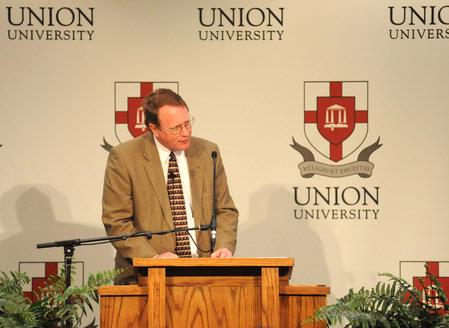 Mark DeVine, associate professor of divinity at Beeson Divinity School, presents an address entitled "Emergent or Emerging: Questions for Southern Baptists and North American Evangelicals" at the Southern Baptists, Evangelicals and the Future of Denominationalism conference.