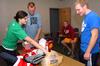 Rachel Donaldson, junior ESL major, and John Winfree, junior Christian studies major, share some snacks with two of their freshman Life Group members, Thomas Shatzer and Paul Christensen.  - Photo by Kristi McMurry