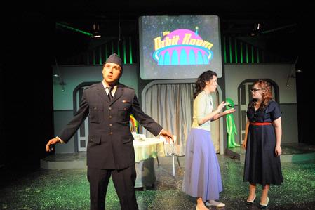 Scott McSwain, Abigail Ebensberger, and Tiffany Wade perform in Zombies from the Beyond.