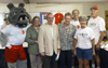 Buster, Lanese Dockery, President David S. Dockery, Steven Curtis Chapman, Michael Norton, Becky Wilson and Thomas Wilson pose for a shot after a Brown Bag concert sponsored by Union in Franklin, Tenn. - Photo by Jim Veneman