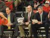 (L to R). Cliff Pawley, trainer; Eric Volbert, assistant coach; David Niven, head coach. - Photo by Morris Abernathy