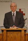 Retiring International Mission Board president, Jerry Rankin, speaks during the West Tennessee Pastors Conference held at Union University. - Photo by Jordan Buie
