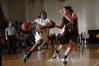 Lavanda Ross, sophomore accounting major, drives toward the basket during a game against Freed Hardeman. - Photo by Jordan Buie