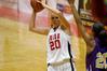 Kayla Hudson, junior political science major, looks for someone to pass to in Game 1 of the NAIA Women's Basketball National Tournament against Southwestern Assemblies of God University. The Lady Bulldogs won 86-47. - Photo by Beth Spain