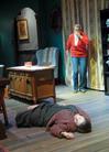 Molly Ralston, played by Jillian Barron, discovers the body of Mrs. Boyle, played by Margaret Broersma, who is a victim of the mystery killer in Agatha Christie's The Mousetrap presented by Union University Players. - Photo by Morris Abernathy
