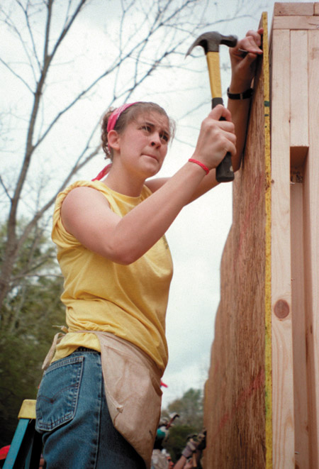 Freshman social work major Leah Taylor spent her spring break as part of one of the eleven GO Trip teams for GO Habitat For Humanity in Georgia building a house for a needy family.
