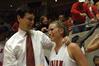 Head coach Mark Campbell talks to an emotional Kayla Hudson, junior, after the Lady Bulldogs became NAIA Division I National Champions for the second year in a row.  - Photo by Jordan Buie