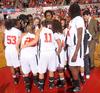 The Lady Bulldogs prepare for the Championship game of the NAIA National Tournament. The team defeated Azusa Pacific University 73-65 to become champions. - Photo by Morris Abernathy