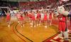 Buster the Bulldog joins the cheerleaders to cheer for the Lady Bulldogs during the Championship game of the NAIA National Tournament. - Photo by Morris Abernathy