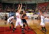 The Lady Bulldogs play defense against Azusa Pacific University in the Championship game of the NAIA National Tournament. Union came out champions with a victory of 73-65 - Photo by Morris Abernathy