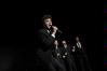 Josh Allen, senior Christian Studies major, belts out a song during the Lambda Chi Alpha performance at the 2010 Variety Show. - Photo by Morris Abernathy