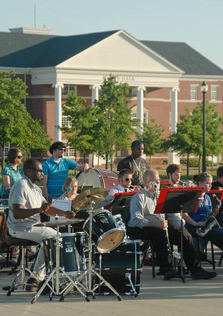 The band performed outside on Union's amphitheater. 