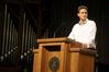 Ben Mandrell, pastor of Englewood Baptist Church, speaks on the importance of working for the Lord and not for man during chapel. - Photo by Lauren Laster