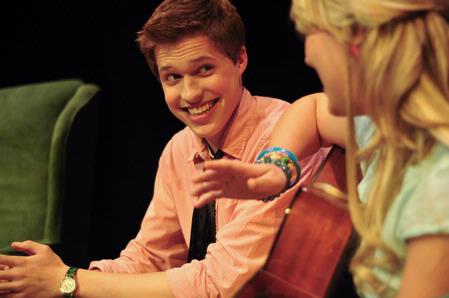 Peter Riggs and Cassie Osborn do a scene in the theatre from "You Can't Teach a Fibb New Tricks", a one-act play written and directed by Caitlin Riggs.
