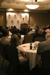 Dr. Greg Thornbury, Dean of the School of Christian Studies, commends students and faculty for their hard work and introduces the speaker, Dr. Gary Smith, at the annual awards banquet. - Photo by Lauren Laster