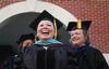 Jennifer Wyatt receives her doctorate degree during the Spring 2010 commencement ceremony. - Photo by Beth Spain