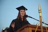 Kristen Dutt, graduating Christian studies major, gives a speech at the spring 2010 commencement ceremony as the senior class president. - Photo by Morris Abernathy