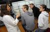 Dr. Sally Henrie, professor of chemistry, explains some details to her students during a chemistry lab experiment. - Photo by Morris Abernathy