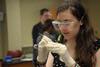 Students work on an experiment in biology lab. - Photo by Morris Abernathy