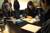 Abigail Harris, Beth Spain, and Jordan Buie have a meeting in Barefoots Joe over coffee.  - Photo by Morris Abernathy