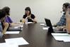 Dr. Patricia Hamilton, associate professor of English, teaches a class.  - Photo by Morris Abernathy