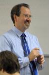 Dr. John Netland, professor of English and department chair, teaches a class.  - Photo by Morris Abernathy