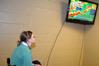 Students and staff keep an eye on the storm in Jackson while remaining in the safe room located in the Bowld Student Commons.  - Photo by Morris Abernathy