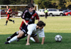 Christopher Anthony tries for the ball in a soccer match at Lambuth.  Union won the match 3-0. - Photo by Justin Veneman