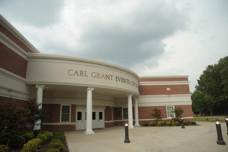 The exterior of the Carl Grant Events Center.