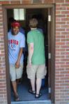 Diego Santos, sophomore business administration major, leaves a dorm room where he and other Union students, faculty, and staff are helping move in a new student. - Photo by Abigail Harris