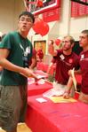 John Shell, junior youth ministry major, and Casey Kidd, senior theology major, give direction to new student, Joshua Kim from Palisades Park, NJ, on Move In Day. - Photo by Deanna Santangelo