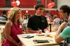Shawn Hare, incoming freshman, along with his mother Taylor chat with another incoming freshman, Rob Griffith. - Photo by Deanna Santangelo