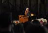 President David S. Dockery greets the congregation at the Fall Convocation service.  - Photo by Morris Abernathy