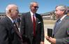 David Blackstock, advancement officer, Jerry Gist, Jackson city major, and Frank Wagster chat before the dedication of the Hope Residence Complex. - Photo by Beth Spain