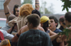 The brothers of SAE celebrate the acceptance of new brothers during Bid Day 2003. - Photo by Jonathan Blair