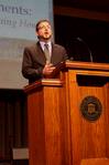 Taylor Worley, associate dean for spiritual life and assistant professor of Christian thought & tradition, speaks in chapel.
 - Photo by Ebbie Davis