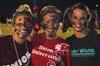 Union fans Hannah Mahoney, sophomore nursing major, Bekah Kind and Rebecca Thomas, both sophomore elementary education majors, get decked out in support of the Bulldog Soccer Team. - Photo by Victoria Stargel