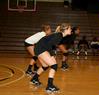 Lauren Sprouse, Kelsey Duling, and Marcela Madeira prepare for a serve from Martin Methodist. - Photo by Deanna Santangelo