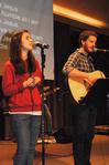 Natalie Wittman, junior english major, and TJ Hester, junior philosophy major, lead music during GO Week chapel. - Photo by Victoria Stargel