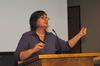 Elizabeth Clack, director of The Warehouse in Cape Town, South Africa, speaks at the Social Justice Symposium sponsored by the social work department. - Photo by Victoria Stargel