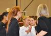 Kelsey Duling cheers on her teammates between sets of a Union volleyball match. - Photo by Steven Aldridge