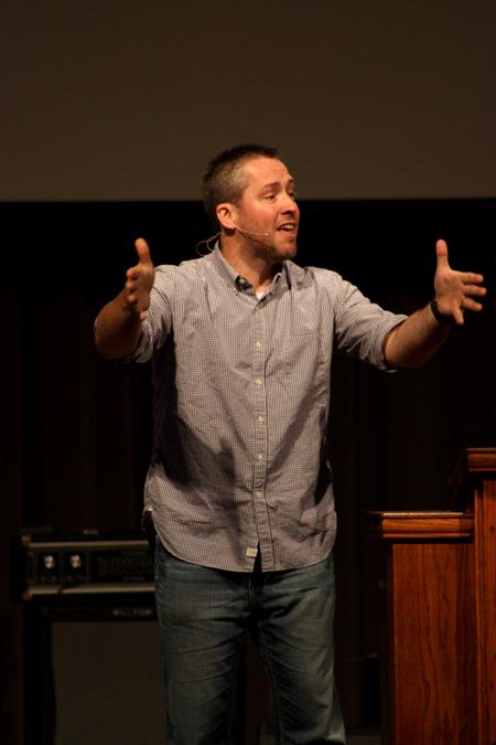 J.D. Greear, lead pastor of The Summit Church in Durham, NC, speaks to Union students at the final GO Week chapel.