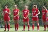 Union women's soccer players during starting lineups. - Photo by Uncredited